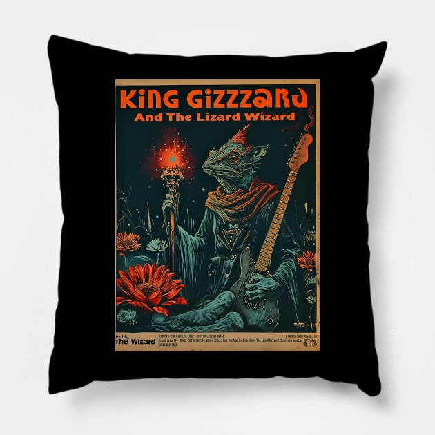 Retro style King Gizzard Poster Art Pillow by galenfrazer