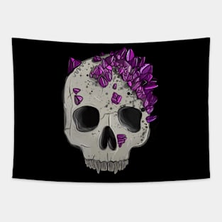 Amethyst crystal vampire skull Tapestry