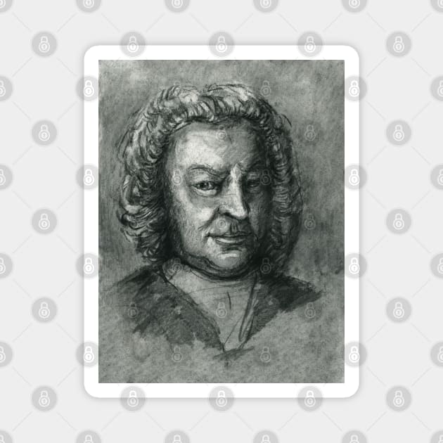 Johann Sebastian Bach - charcoal portrait Magnet by Karolina Studena-art