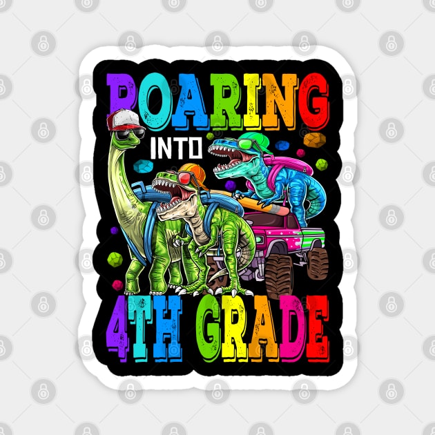 Roaring Into 4th Grade Monster Truck Dinosaur Magnet by eyelashget