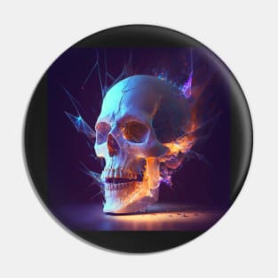 Light Fire Skull Art Pin