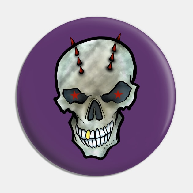 Rock Star Skull Pin by mizaarte