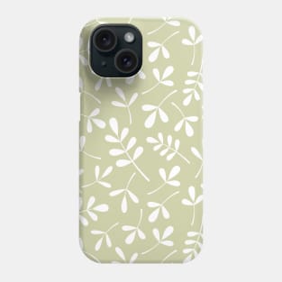 Assorted Leaf Silhouettes White on lime Phone Case
