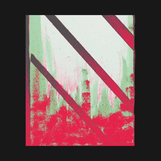 Cityscape through Window in Crimson and Mint by BlackArtichoke