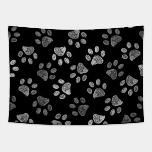 Doodle grey paw print Tapestry