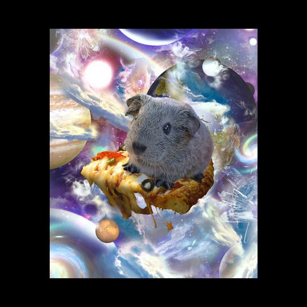 Rainbow Guinea Pig On Pizza In Space by Random Galaxy