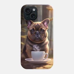 Cute French Bulldog with a mug cup of morning coffee Phone Case