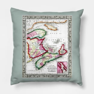 Map Of Nova Scotia, New Brunswick, Cape Breton, Prince Edward's Islands 1860 Pillow