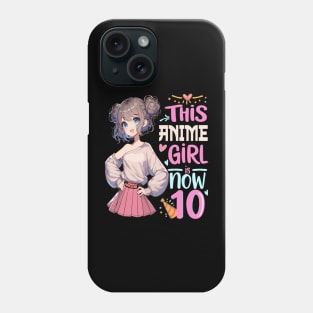 10th Birthday, 10-Year-Old Birthday Girl Birthday Tee, Birthday anime Girl Phone Case