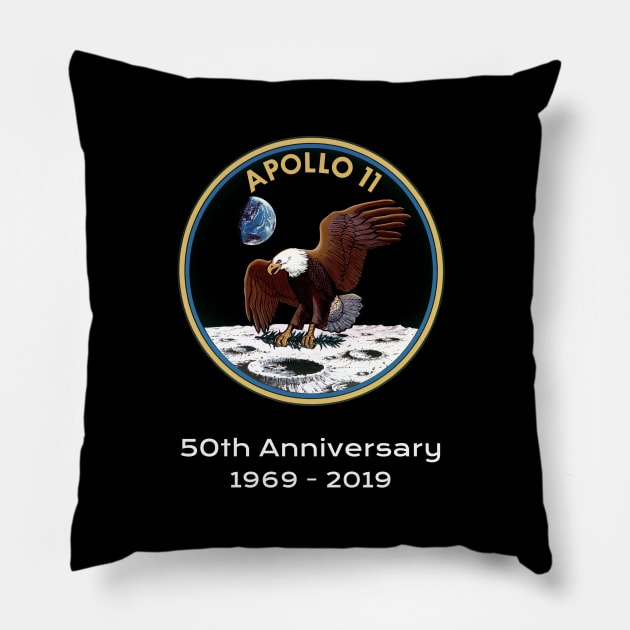 Apollo 11 50th Anniversary Moon Landing 1969-2019 Pillow by jutulen