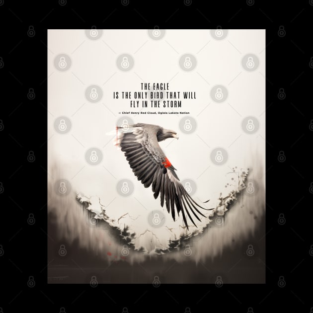 National Native American Heritage Month: "The eagle is the only bird that will fly in the storm..." — Chief Henry Red Cloud, Lakota on a Dark Background by Puff Sumo