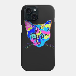 Psychedelic Rainbow-colored Weirdo Floating Cat Head Phone Case