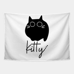 Kitty Fluffy Fat Black Cat Tapestry