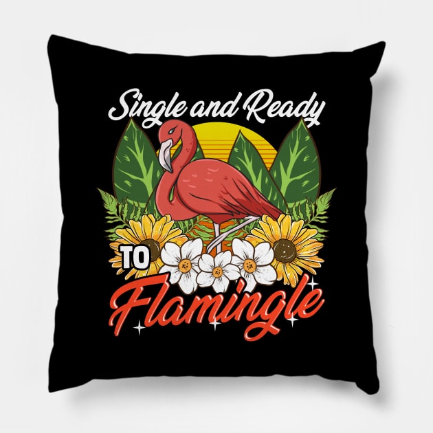 Single And Ready To Flamingle Flamingo Dating Pun Pillow by theperfectpresents