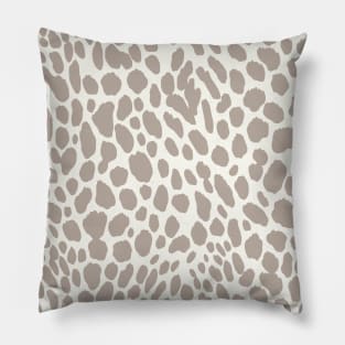 Boho Earthy Beige and White Animal Print Pattern Pillow