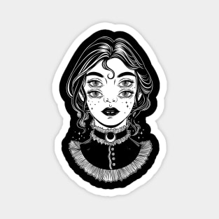 Cute victorian witch with four eyes Magnet