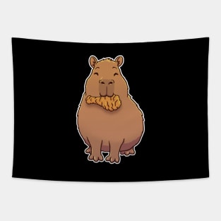 Capybara eating Fried Chicken Tapestry