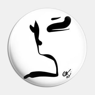 Portrait Black and White Minimal Line Art Pin