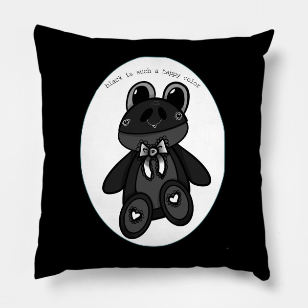 black is such a happy color Pillow by Shard Art