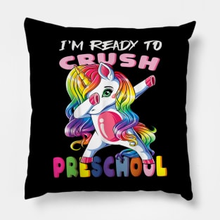 Ready to Crush Love Preschool funny Unicorn Dabing Tee Pillow