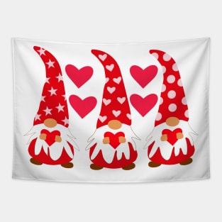 Valentine  red Gnomes Holding Hearts Valentine's Day Gnome Tapestry