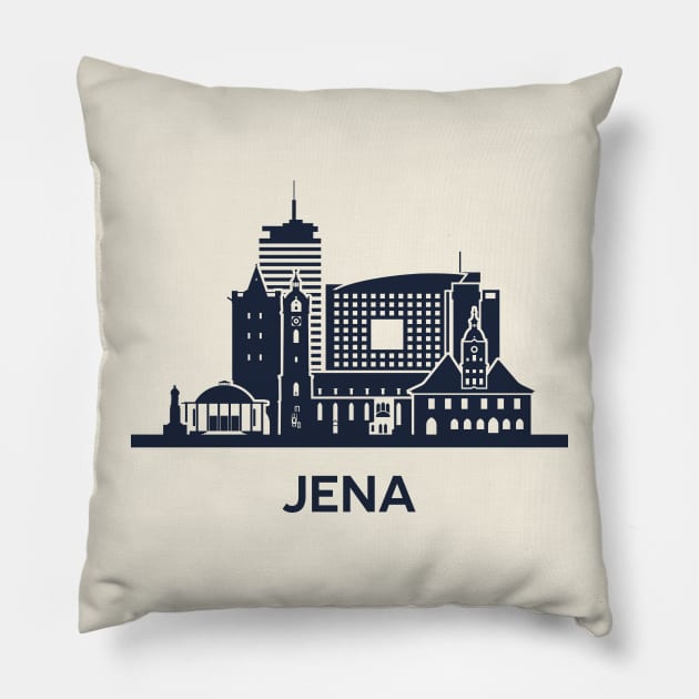 Skyline emblem of Jena, city in Thuringia, Germany Pillow by yulia-rb