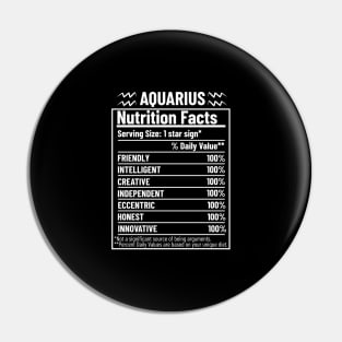 Aquarius Nutrition Facts Label Pin