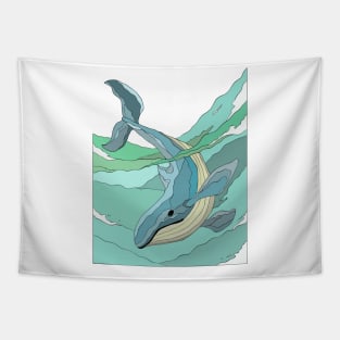 Whale-cartoon Tapestry