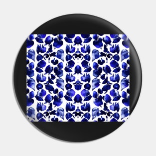 Midnight Blue Aesthetic Abstract Repeating Floral Pattern Pin