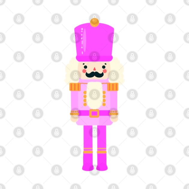 Pink On Pink Christmas Nutcracker Toy Soldier Graphic Art by Star Fragment Designs