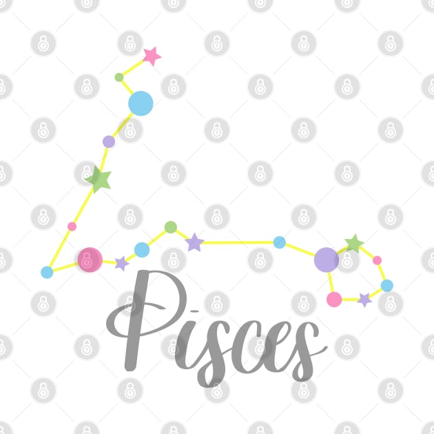 Pisces Zodiac Constellation in Pastels by Kelly Gigi