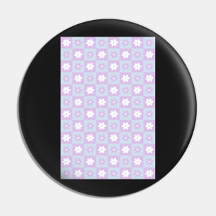 Danish Pastel Aesthetic Checkerboard Flower Design Phone Case in Baby Blue and Lilac Pin