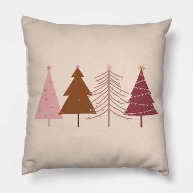 Pink Christmas Trees Design, Christmas Design for Ladies & Girls Pillow by ABcreative