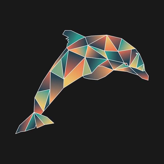 Geometric Dolphin White Line Art by partimesloth