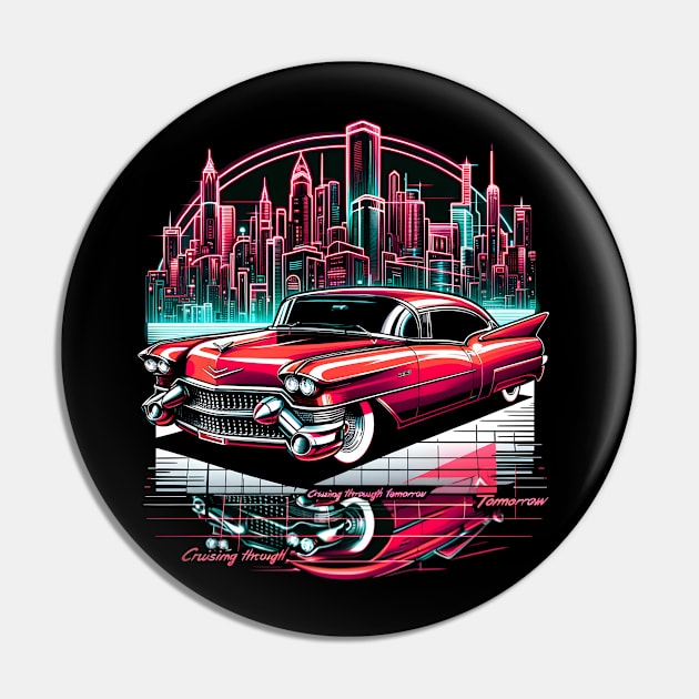 Retro Neon Cadillac Pin by HorseDriftKNS