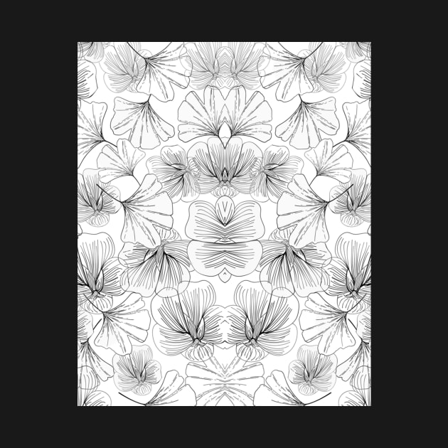 White And Black Flower Pattern Abstract Line Art Graphic by AmaniZelaya