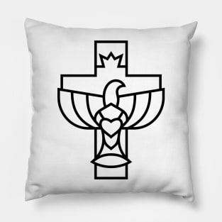 The cross of Jesus and the dove - a symbol of the Holy Spirit Pillow