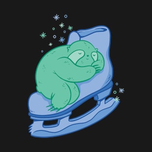 Ice Skate Sloth/ a Small Sloth Sleeping On An Ice Skate ice skating T-Shirt