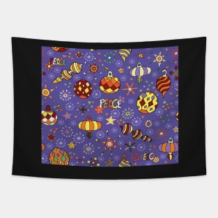 '70s peaceful retro Christmas pattern Tapestry