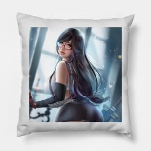 Cute Glasses Tifa Lockhart Fanart Pillow