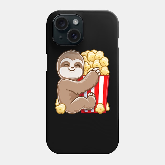 Funny Popcorn Lazy Chill Cute Sloth Phone Case by PnJ