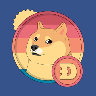 Retro Dogecoin Logo Funny Crypto Merch T-Shirt