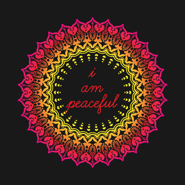 I Am Peaceful Yoga Meditation Captions Mandala