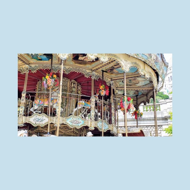 Paris Montmartre Carousel with Sacre-Coeur in the Background by BlackBeret