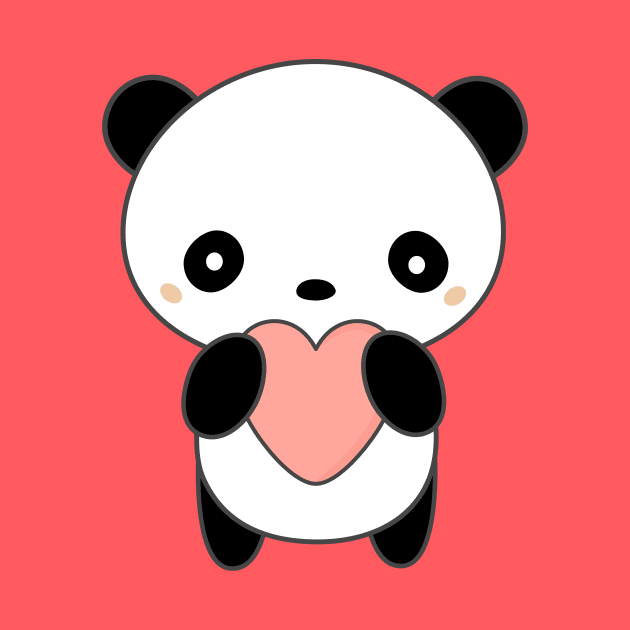 Kawaii Cute Panda Bear With Heart T-Shirt by happinessinatee