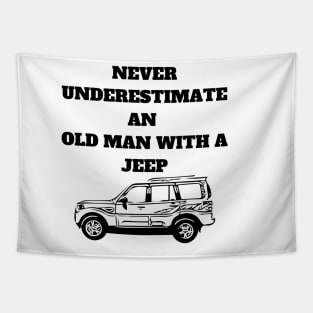 Never Underestimate An Old Man With A Jeep Tapestry