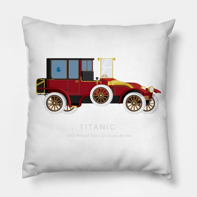 Titanic - Famous Cars Pillow by Fred Birchal