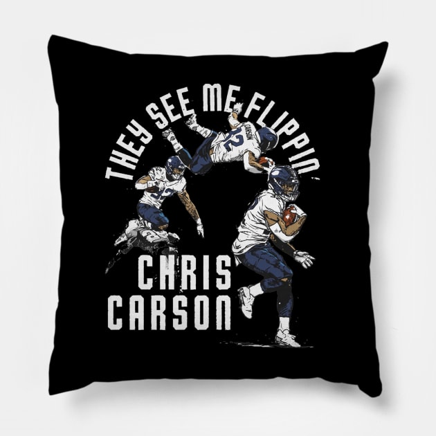 Chris Carson Seattle Flip Pillow by Buya_Hamkac