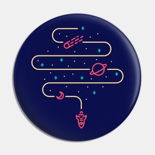 Rocket Out of Space Pin