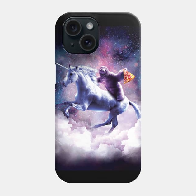 Space Sloth On Unicorn - Sloth Pizza Phone Case by Random Galaxy